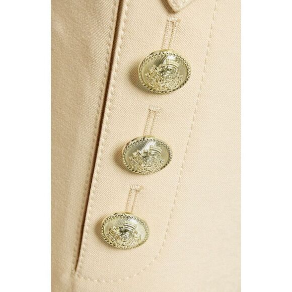 DEREK LAM 10 CROSBY Button-embellished cotton-blend twill kick-flare in Cream NW - Picture 4 of 9